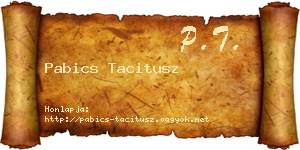 Pabics Tacitusz névjegykártya